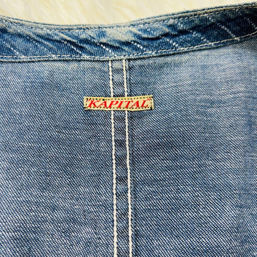 KAPITAL デニム地 ヒッコリー ベスト ストライプ フラップポケット
