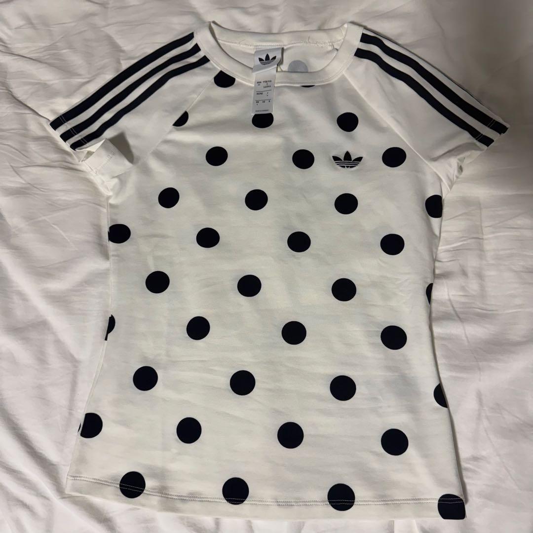 adidas ドット 水玉 半袖tシャツ 白 ホワイト