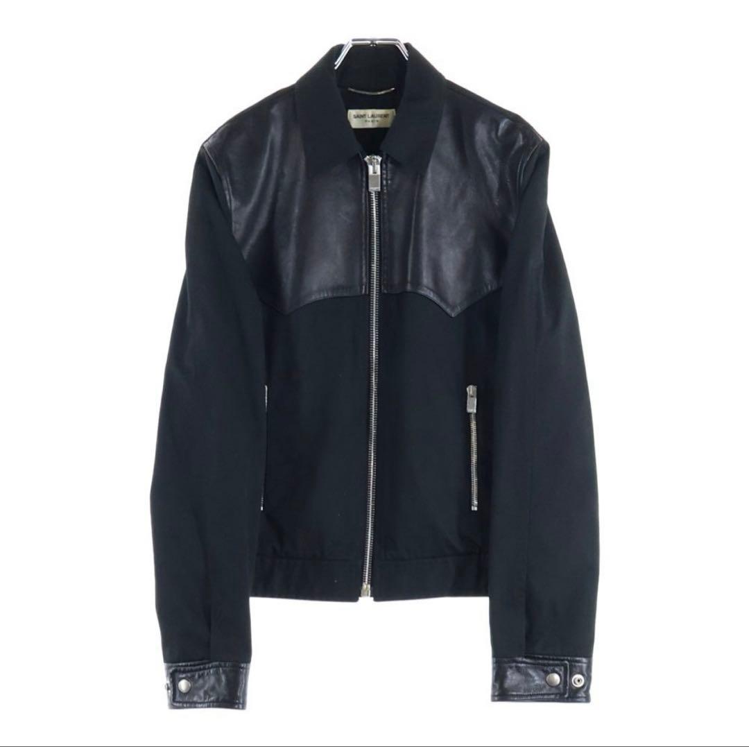 13SS エディ期 レザー切り替えジップアップジャケット サンローラン 44