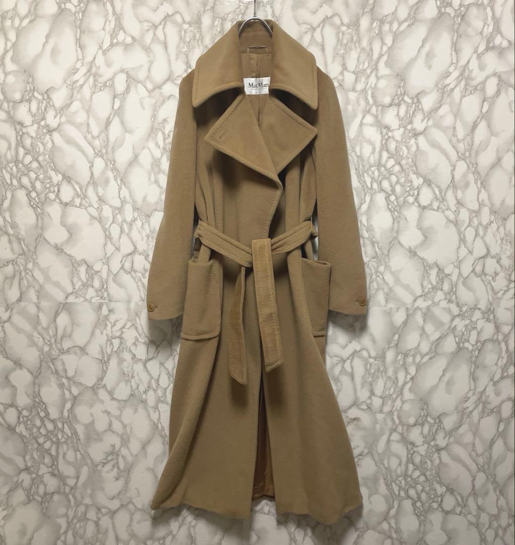 極上品　Max Mara デザインロングコート　カシミヤ混合　ガウン　イタリア製