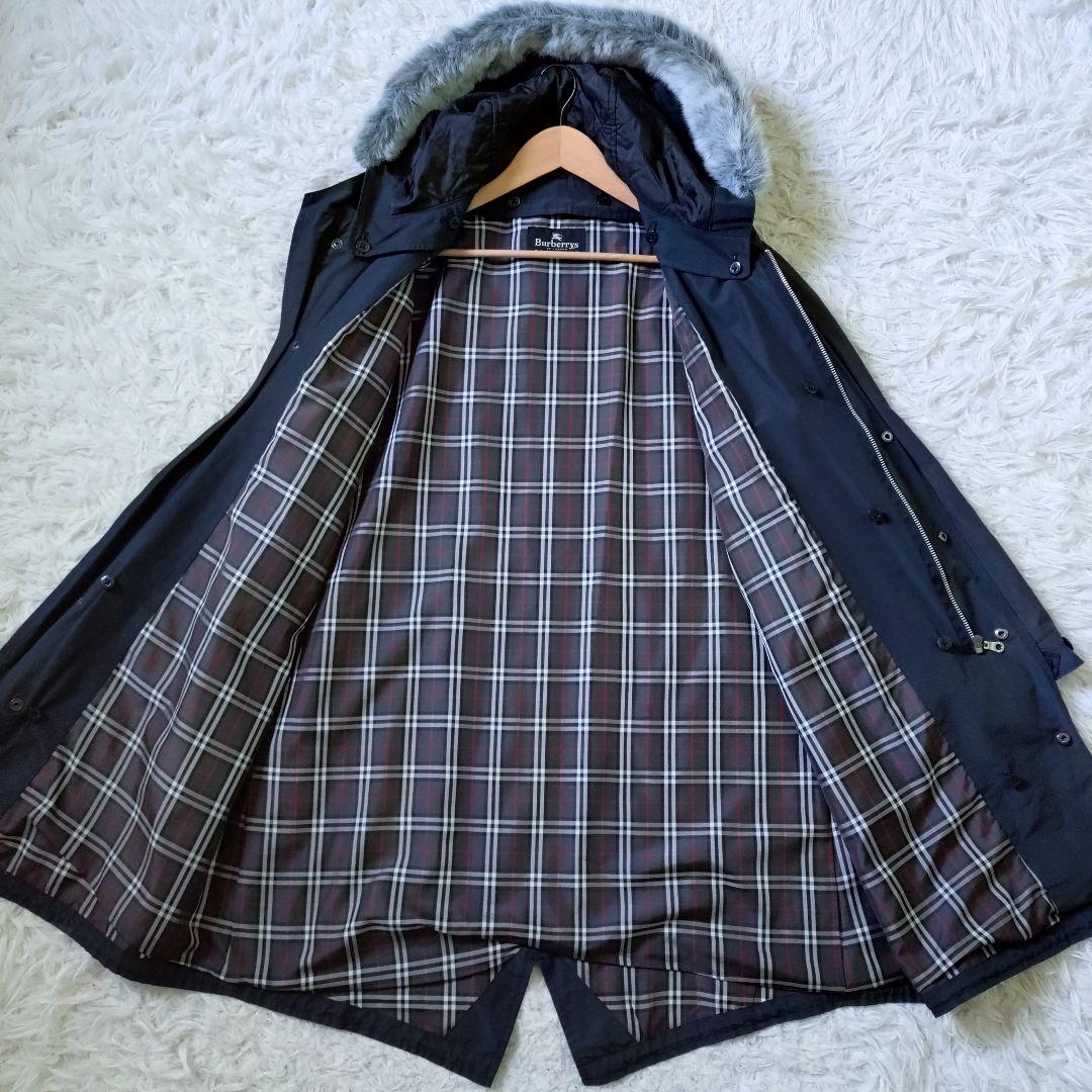 Burberry　クラッシック　フーデットコート　ノバチェック　ライナー付　濃紺