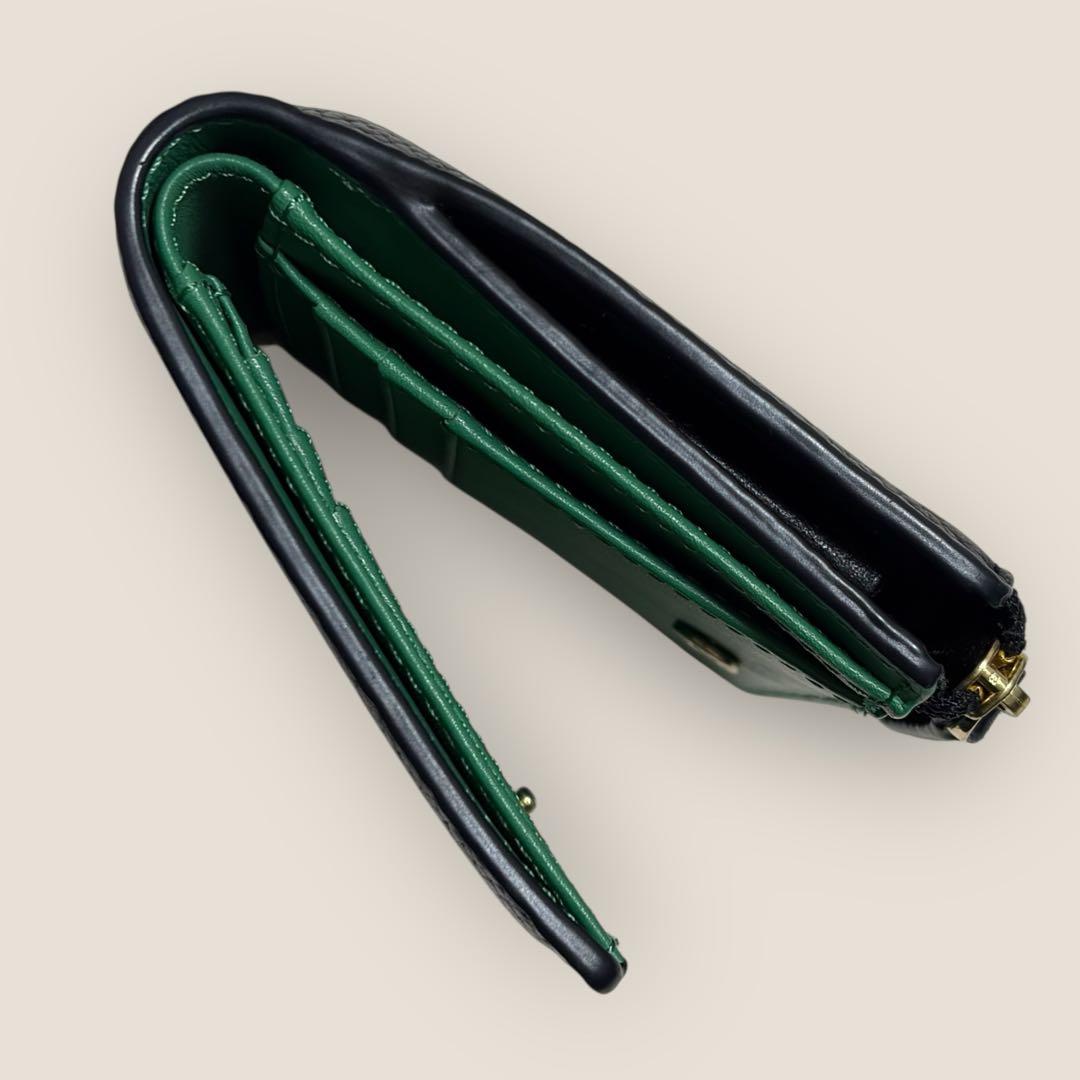 新品　アニエスベー　コンパクトジップウォレット　ブラック　グリーン　Lジップ