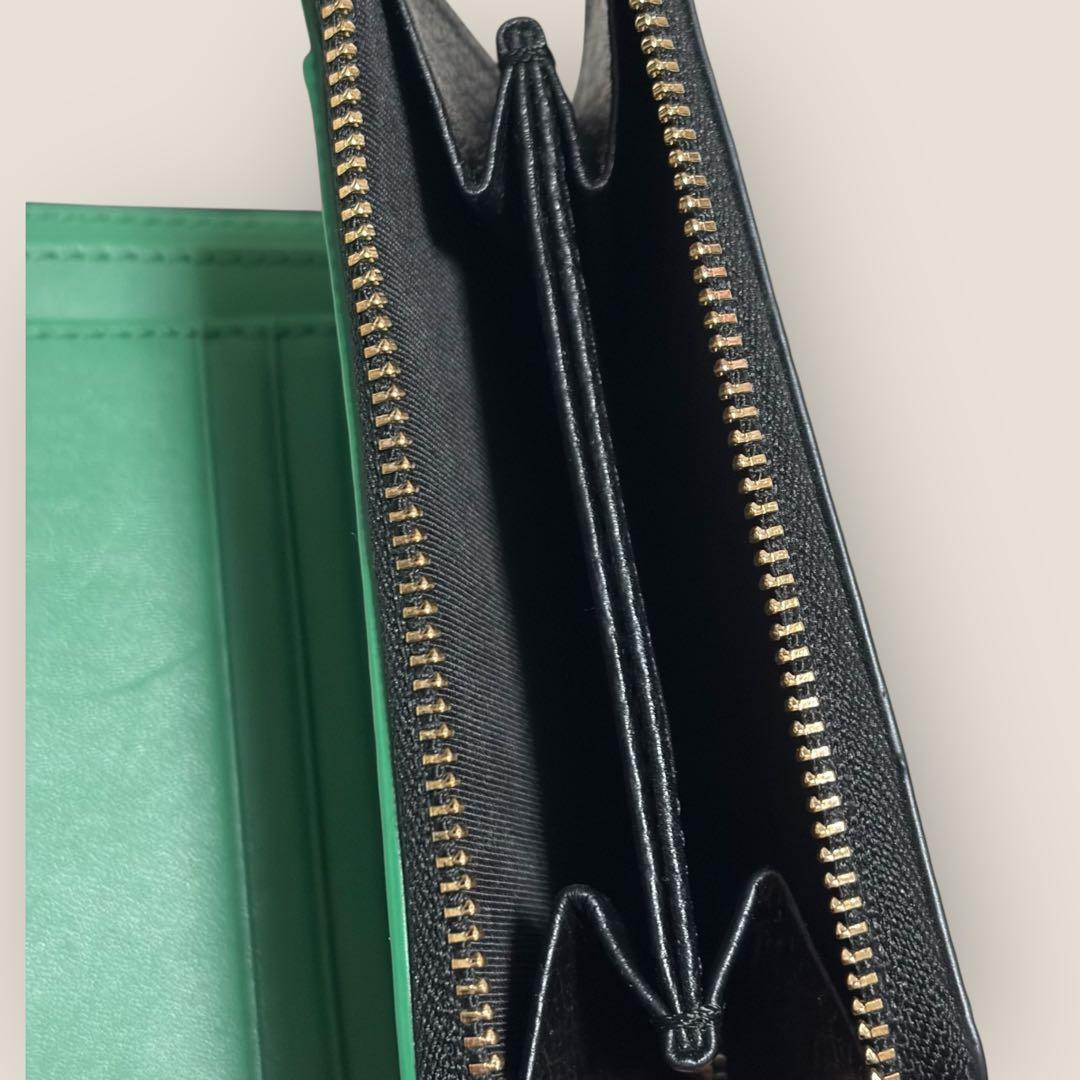 新品　アニエスベー　コンパクトジップウォレット　ブラック　グリーン　Lジップ