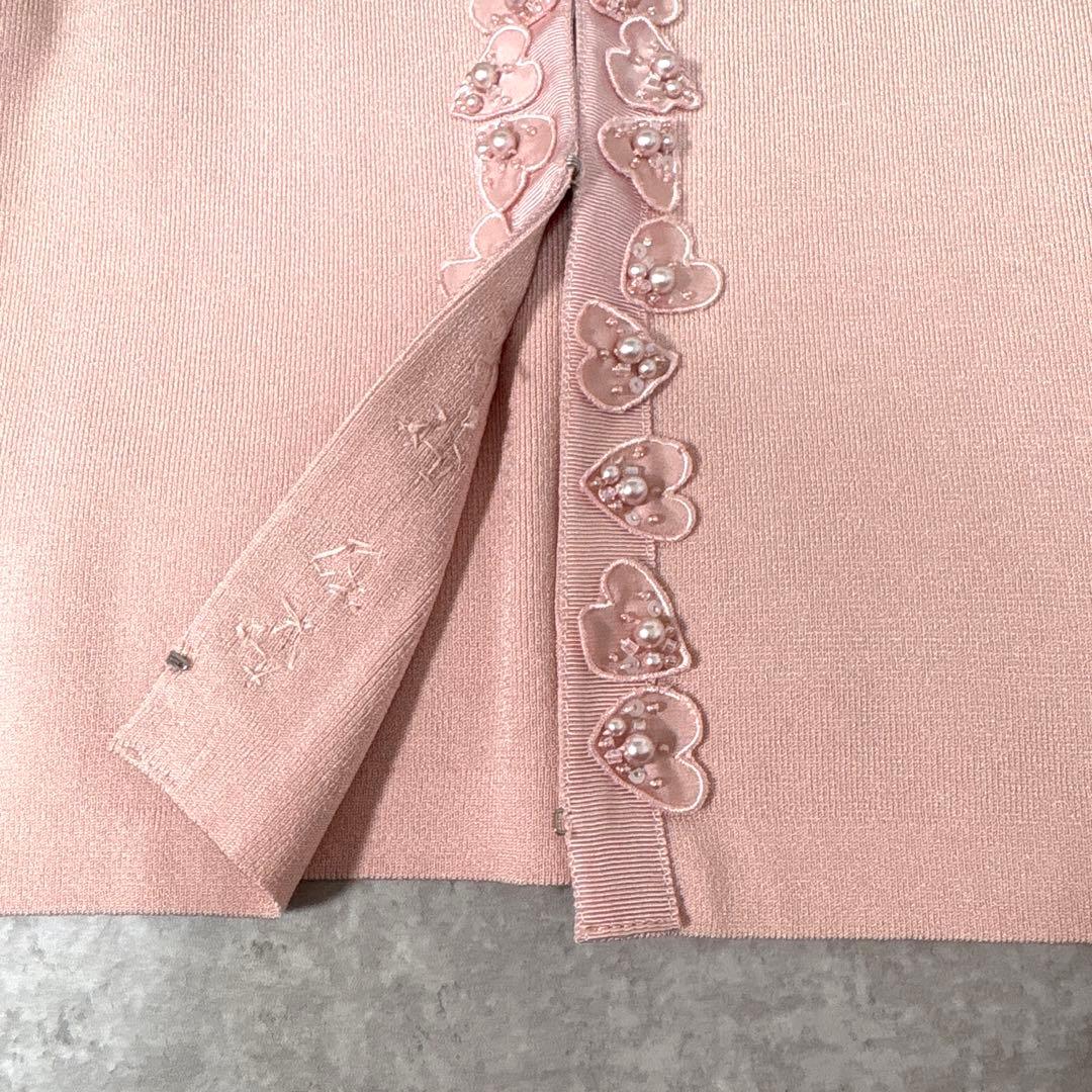 TO BE CHIC トゥービーシック カーディガン ピンク 花モチーフ ビーズ