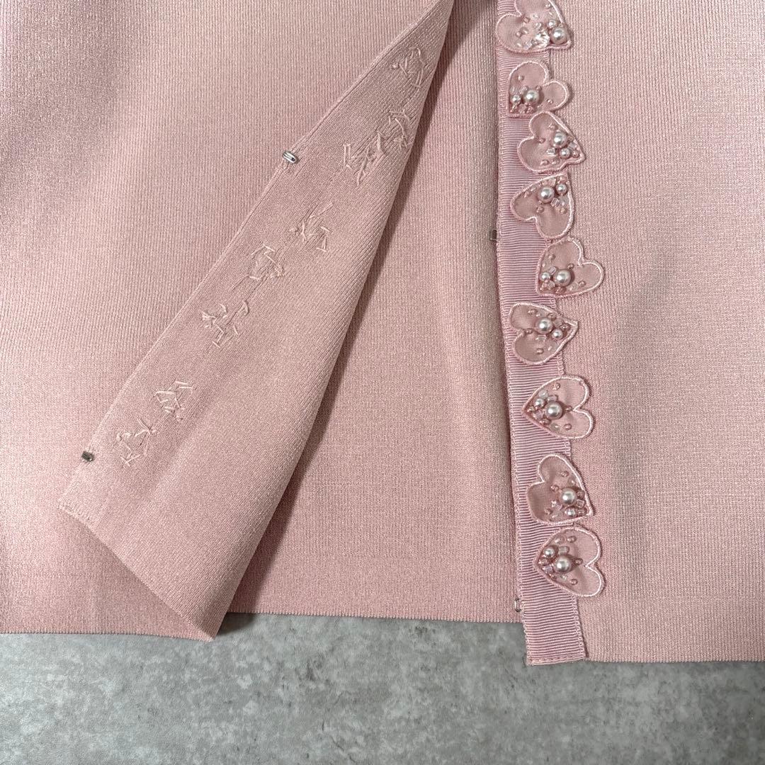 TO BE CHIC トゥービーシック カーディガン ピンク 花モチーフ ビーズ