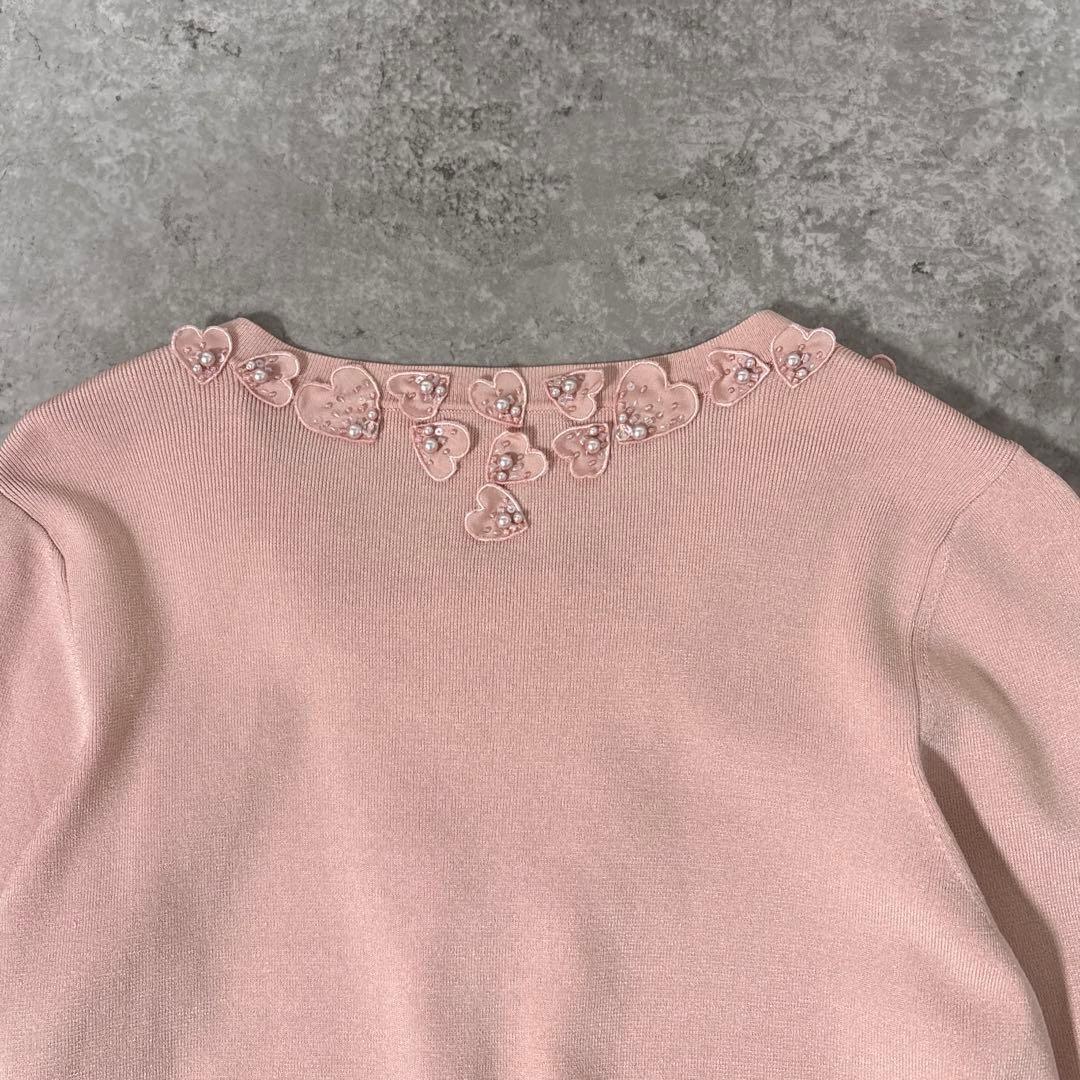TO BE CHIC トゥービーシック カーディガン ピンク 花モチーフ ビーズ