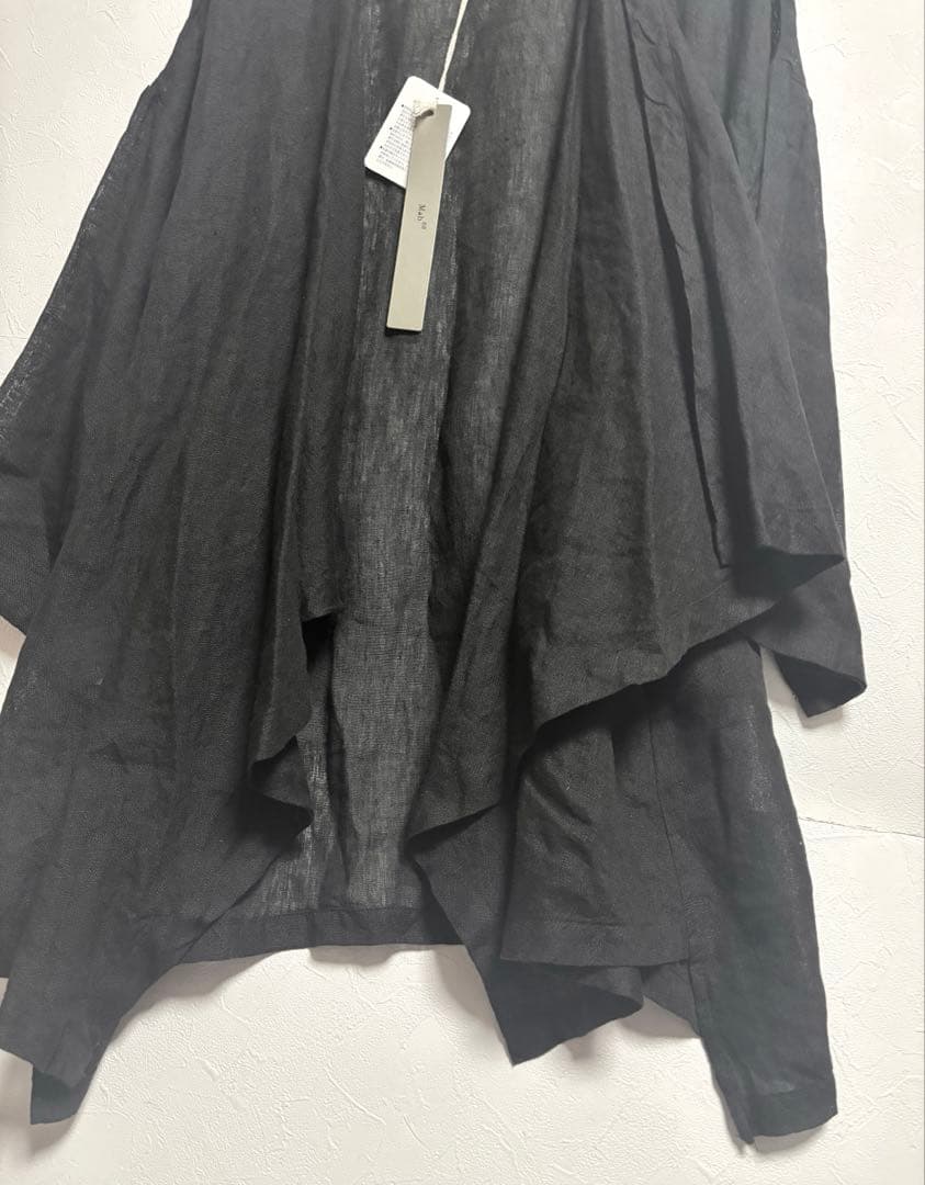 新品 08Mab リネン 麻 長袖 カーディガン 黒 羽織り