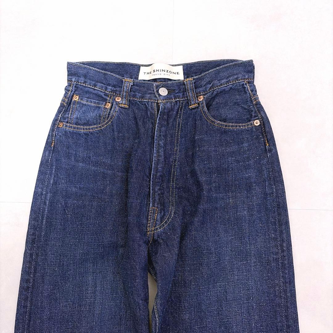極美品 36 シンゾーン ハイウエスト デニムパンツ ストレート インディゴ