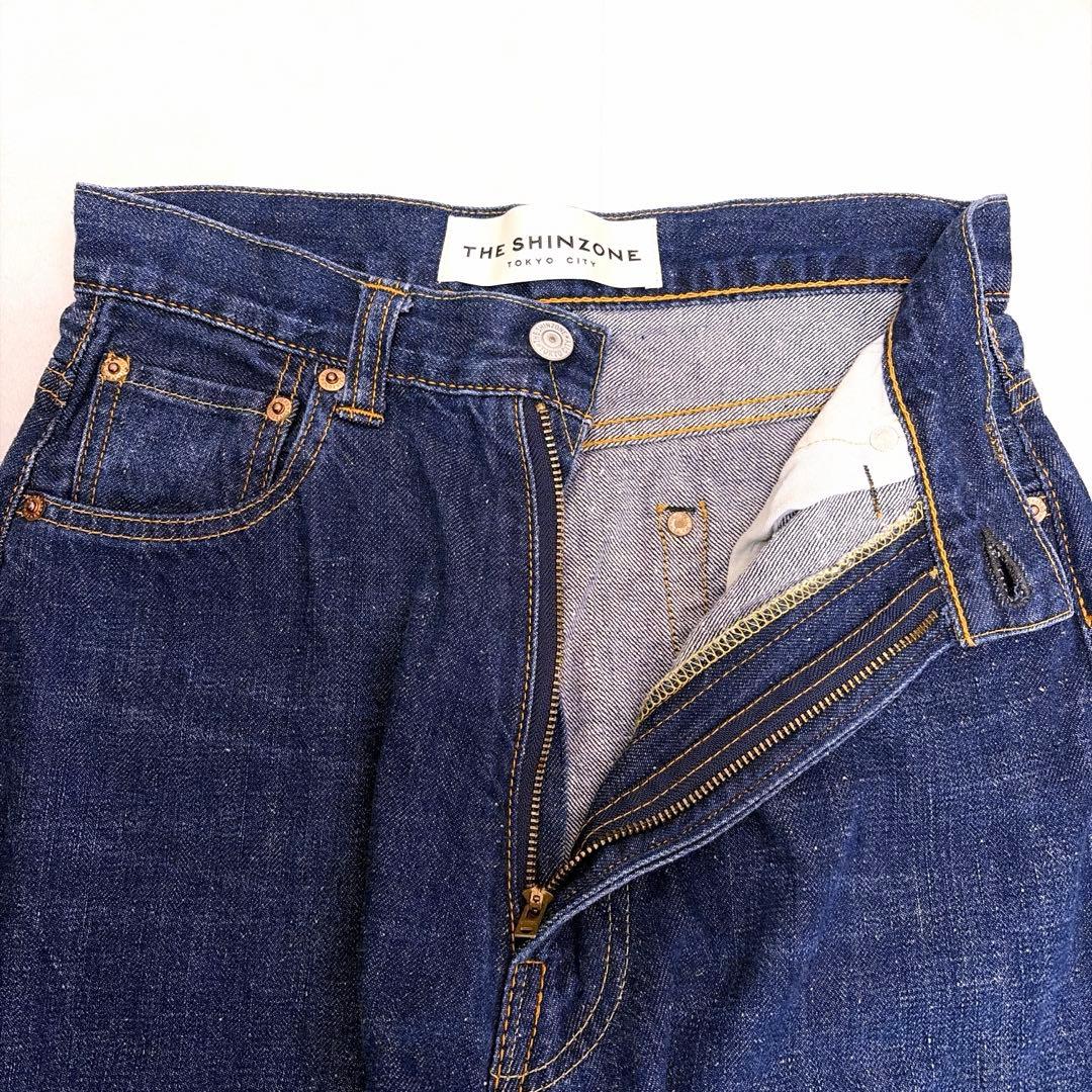 極美品 36 シンゾーン ハイウエスト デニムパンツ ストレート インディゴ