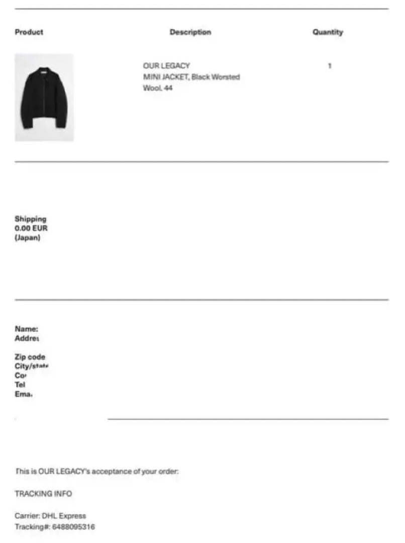 ジャケット・アウター our legacy mini jacket 44