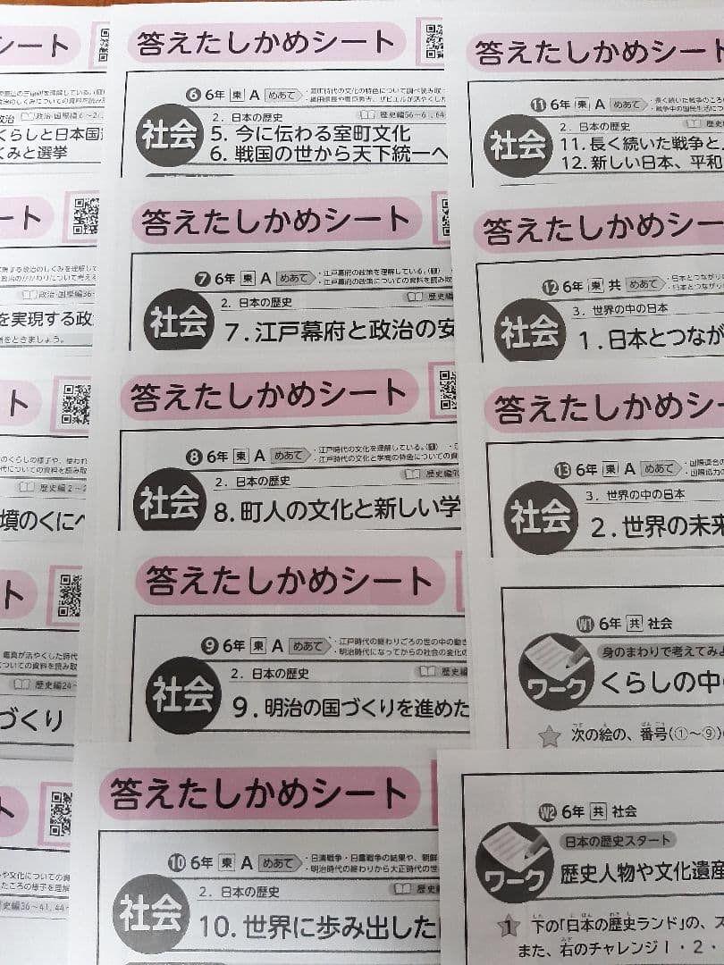 カラーテスト 社会 小学 6年生 東京書籍 光文書院 小6 答えたしかめシート