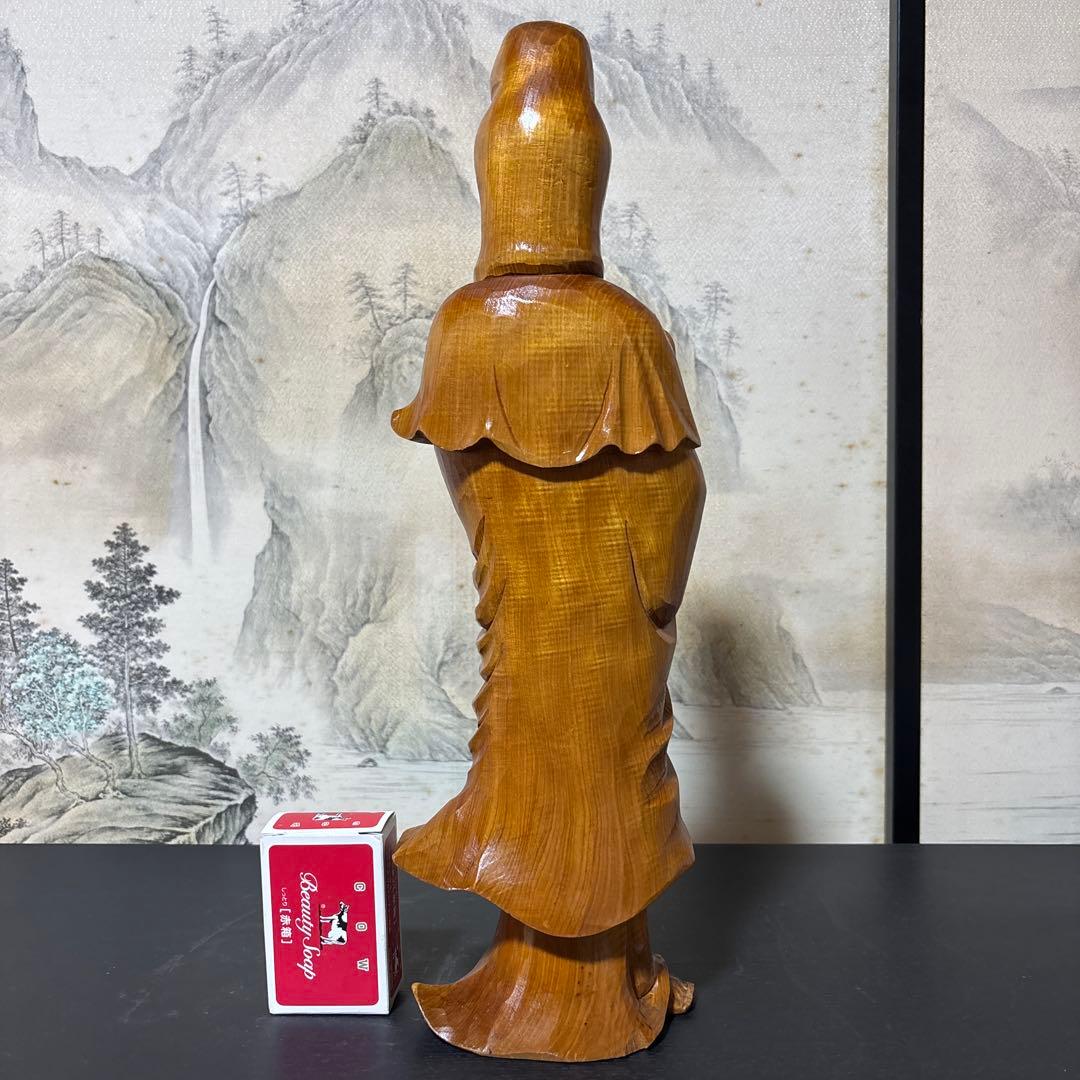 観音菩薩 木彫　仏像 彫刻　開運　風水　置物　縁起物　インテリア　子安観音