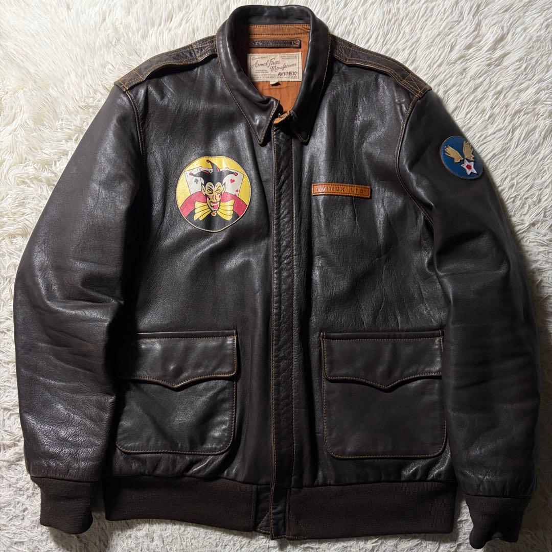 美品■AVIREX フライトジャケット　A-2 馬革　ブラウン　2XL