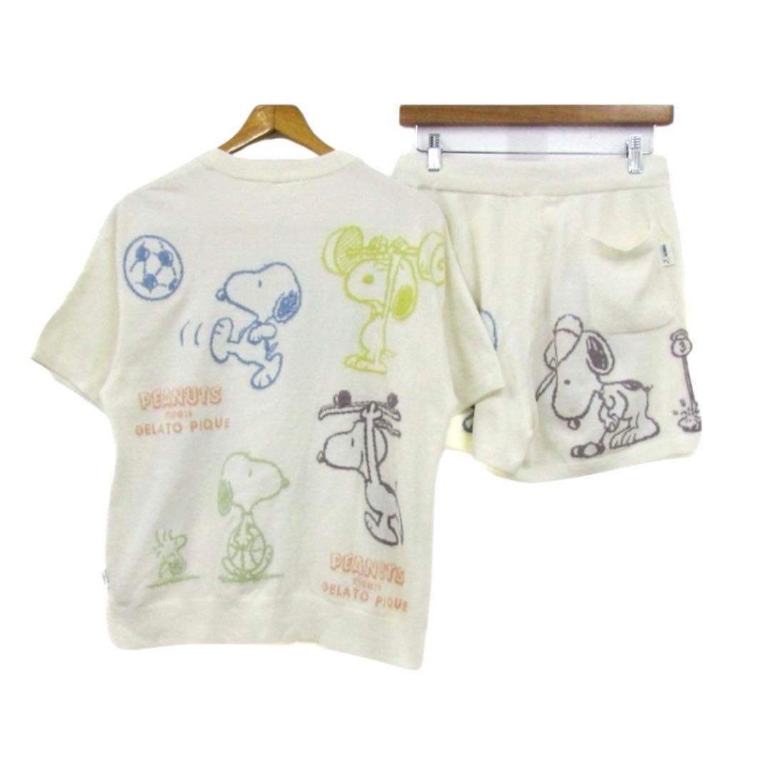 ほぼ新品✨ジェラートピケ スヌーピー 半袖セットアップ 白 Fルームウェアセット