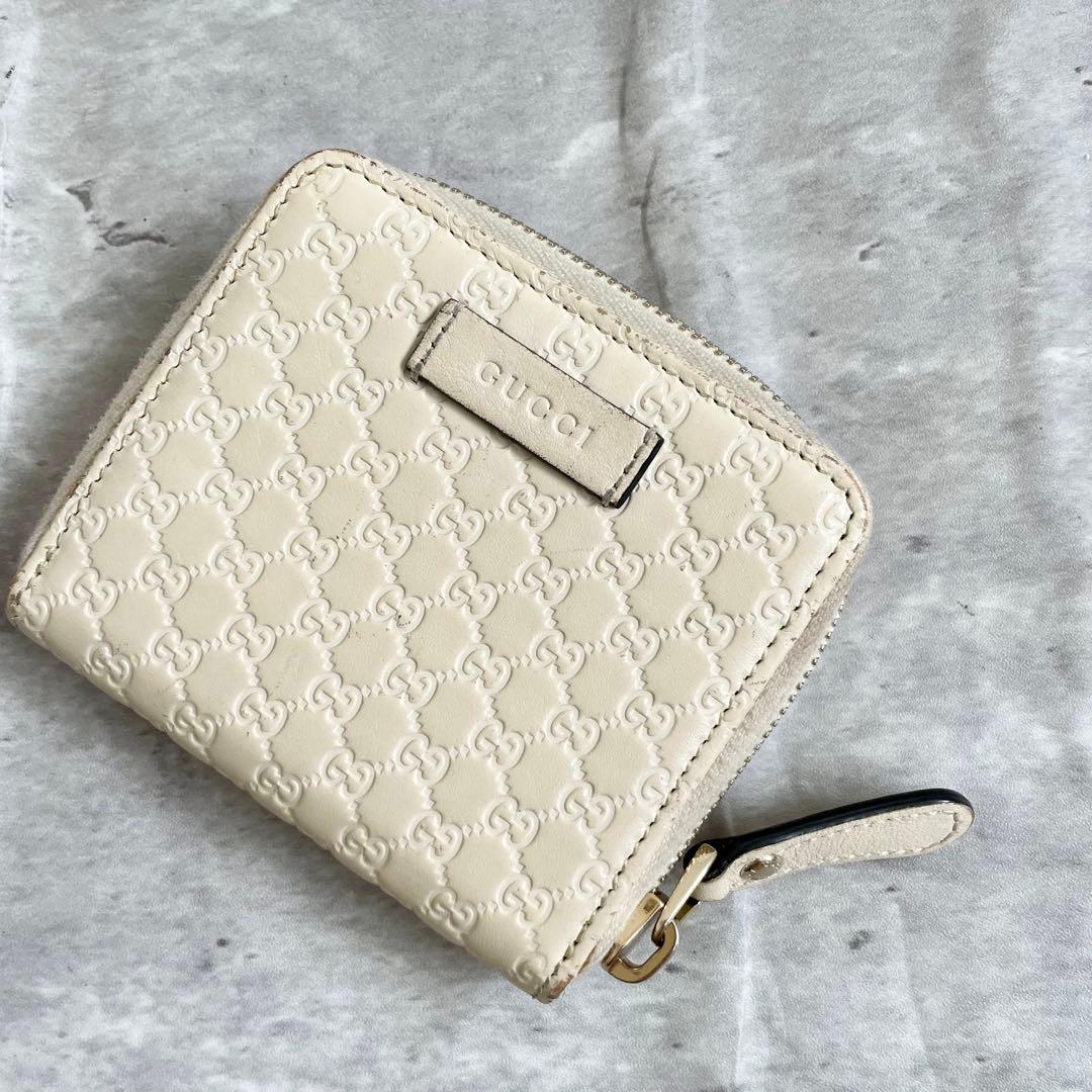 GUCCI コンパクトウォレット マイクロシマ レザー 二つ折り財布 ホック