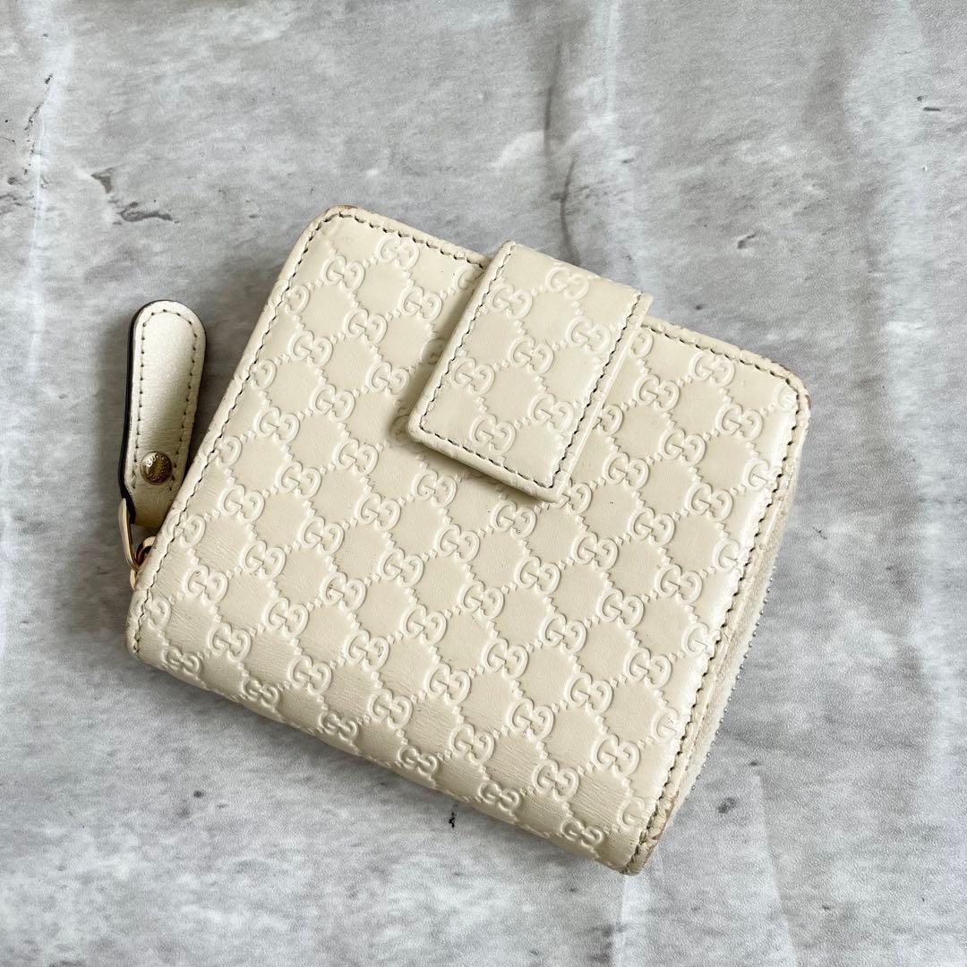GUCCI コンパクトウォレット マイクロシマ レザー 二つ折り財布 ホック
