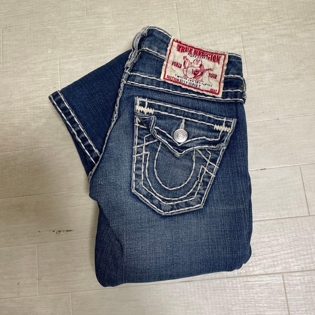 【人気】TRUE RELIGION 白ステッチ デニム 23インチ