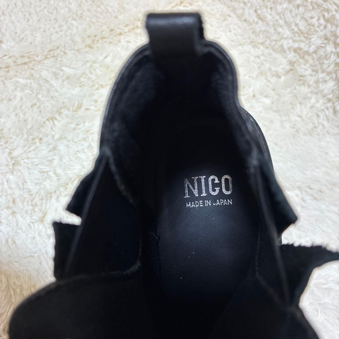 nico 本革ブラックレザー サイドゴアブーツ 軽量 美品 コンフォートブーツ