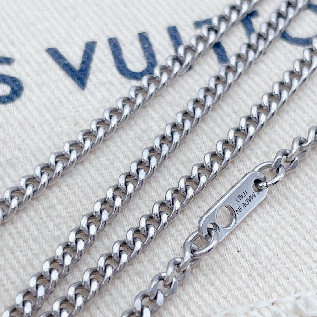 LOUIS VUITTON ネックレス　ロウ　チェーン　LV　トップ　シルバー