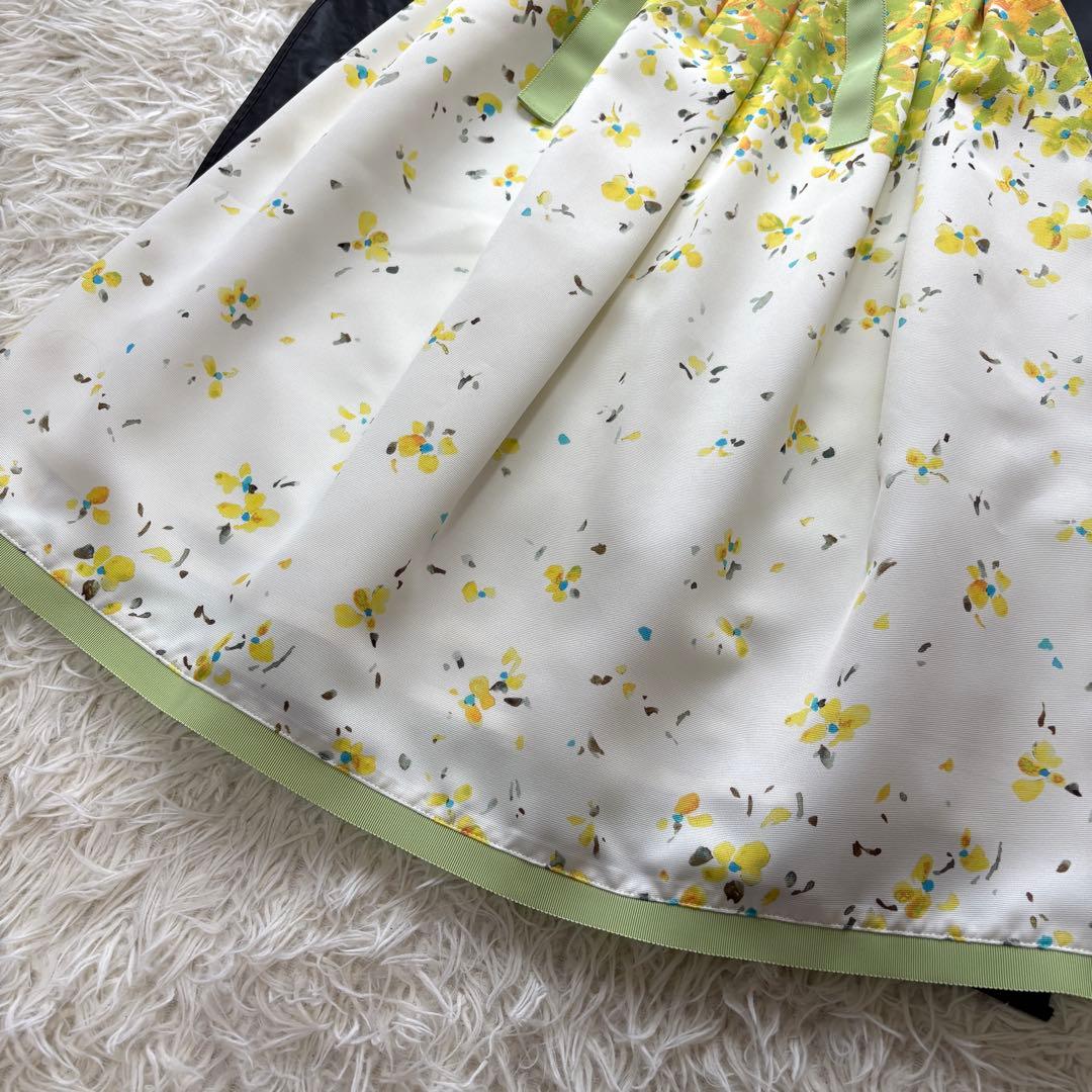 【未使用級】ウエストリボン　花柄　エムズグレイシー　フレア　ワンピース　40