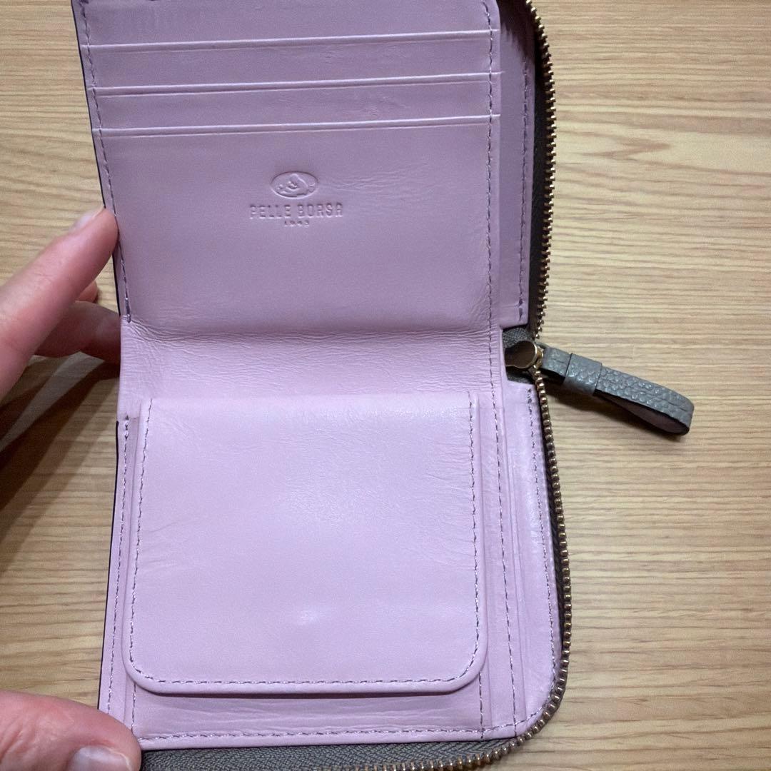 グレー レザー 二つ折り財布　ペレボルサ