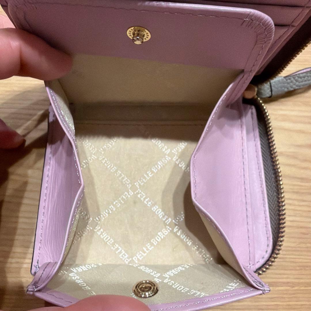 グレー レザー 二つ折り財布　ペレボルサ