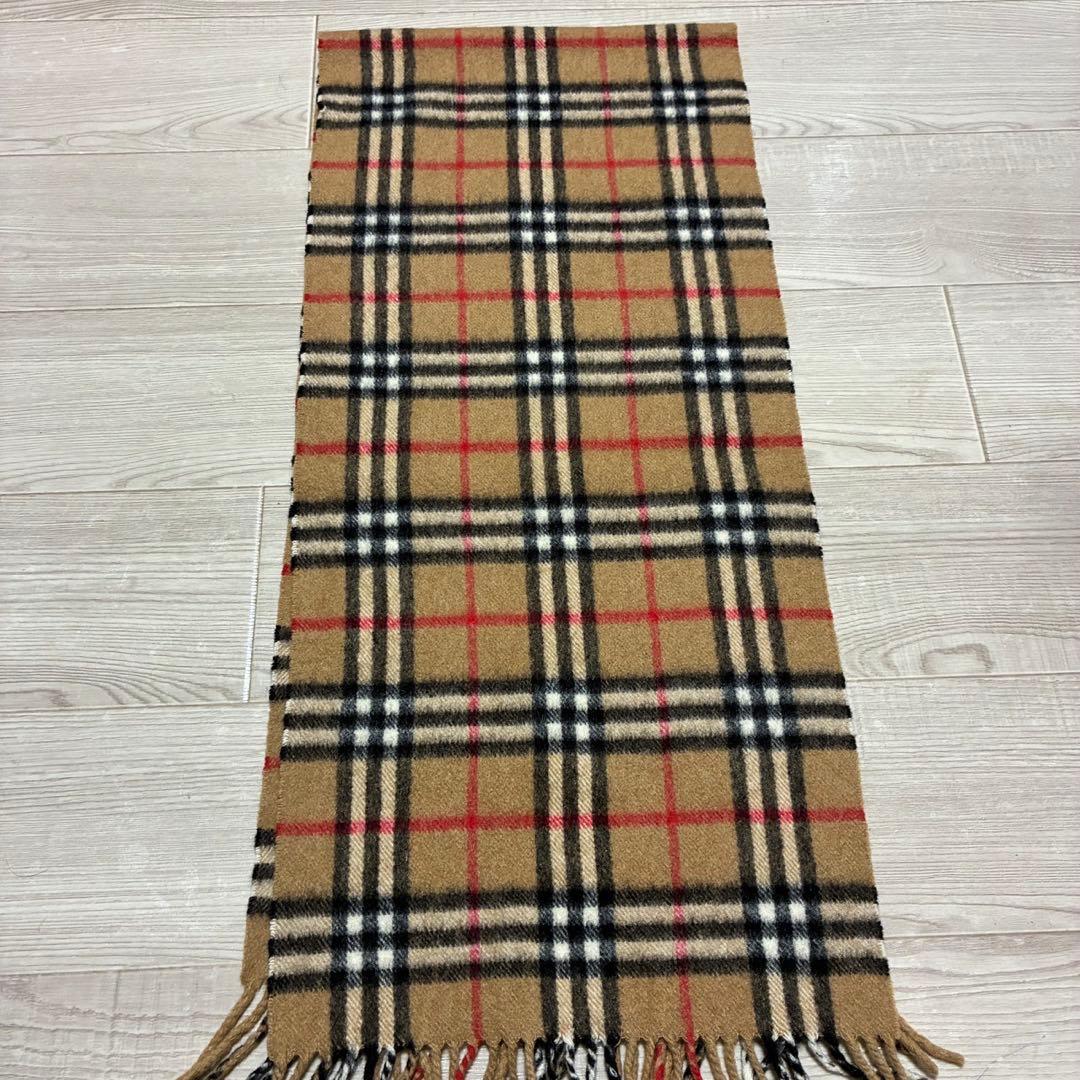 定番 バーバリー マフラー 英国製 カシミア100% ベージュ