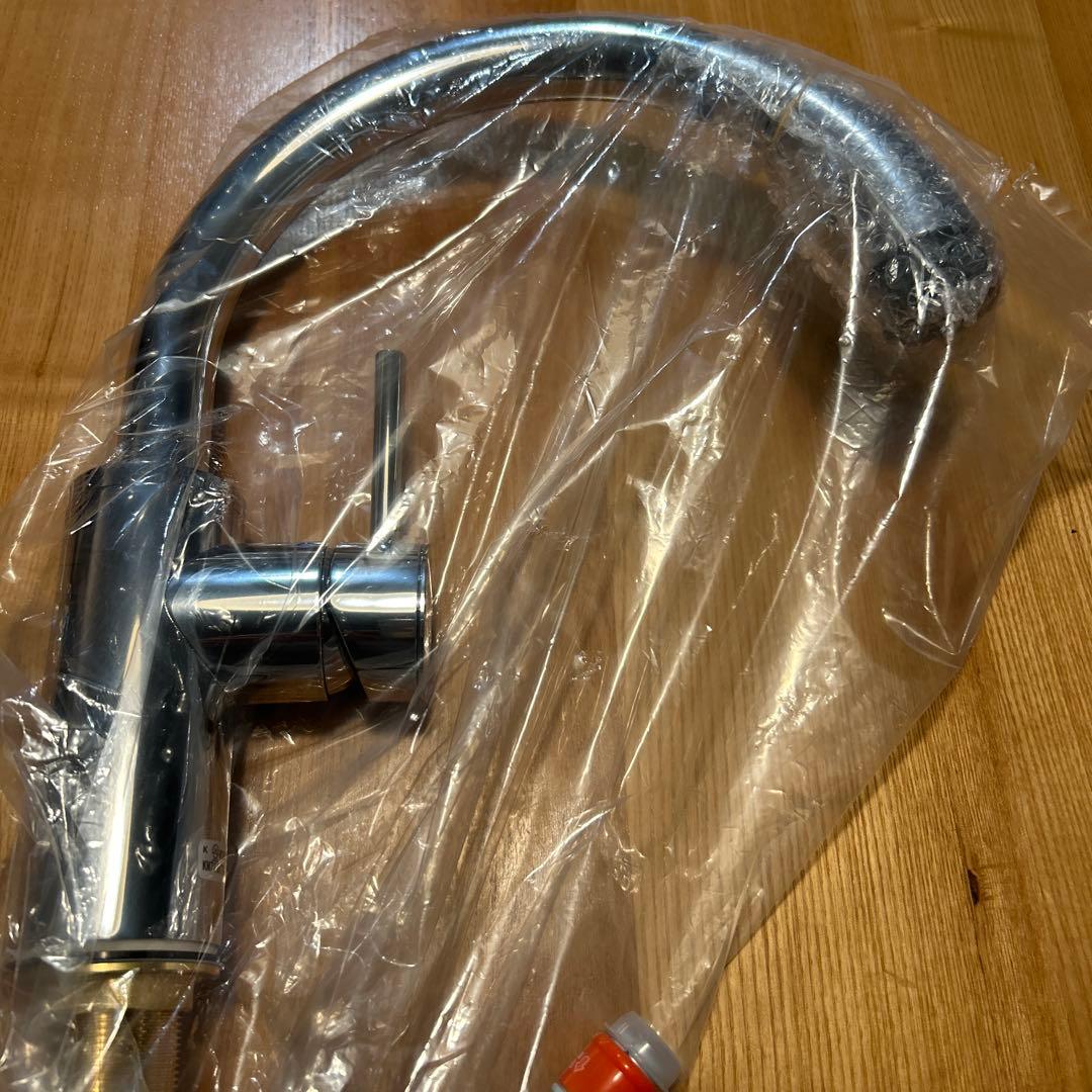 混合水栓シルバー蛇口 フレキシブルホース付き