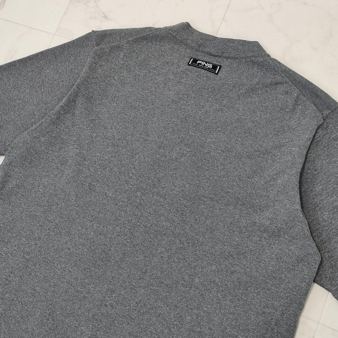【極美品】PING　ゴルフ　半袖ニットシャツ　Mr.PING柄　ストレッチ　LL