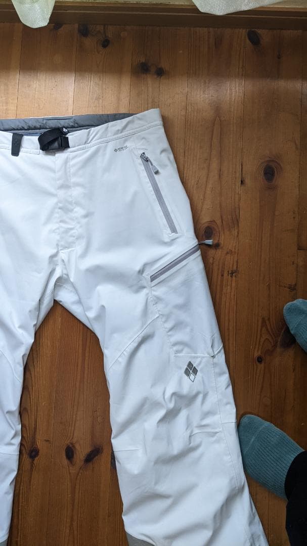 mont-bell Mサイズ パウダーグライドパンツ ホワイト/グレー