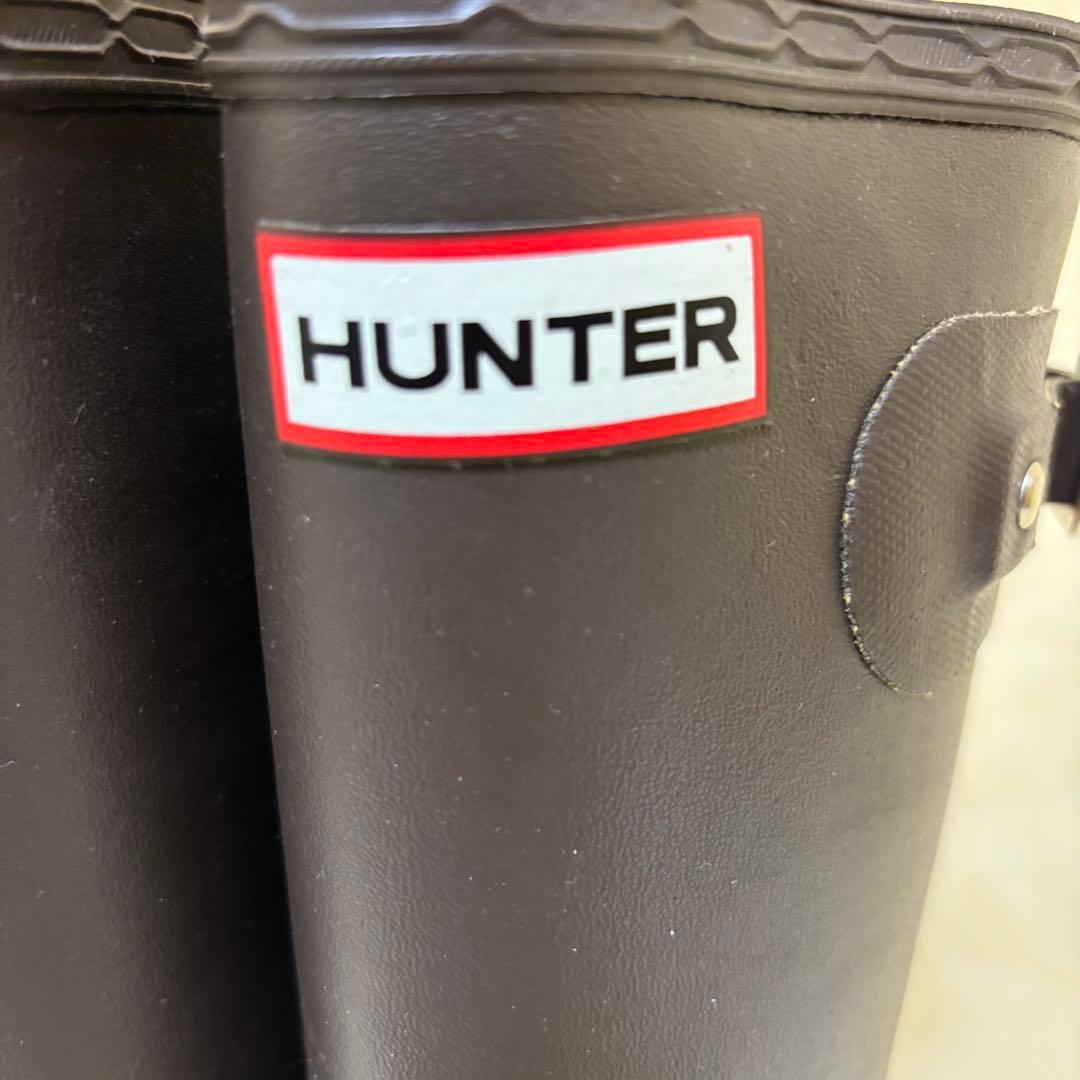 HUNTER ダークブラウン長靴 バックル付き　UK4 23〜23.5