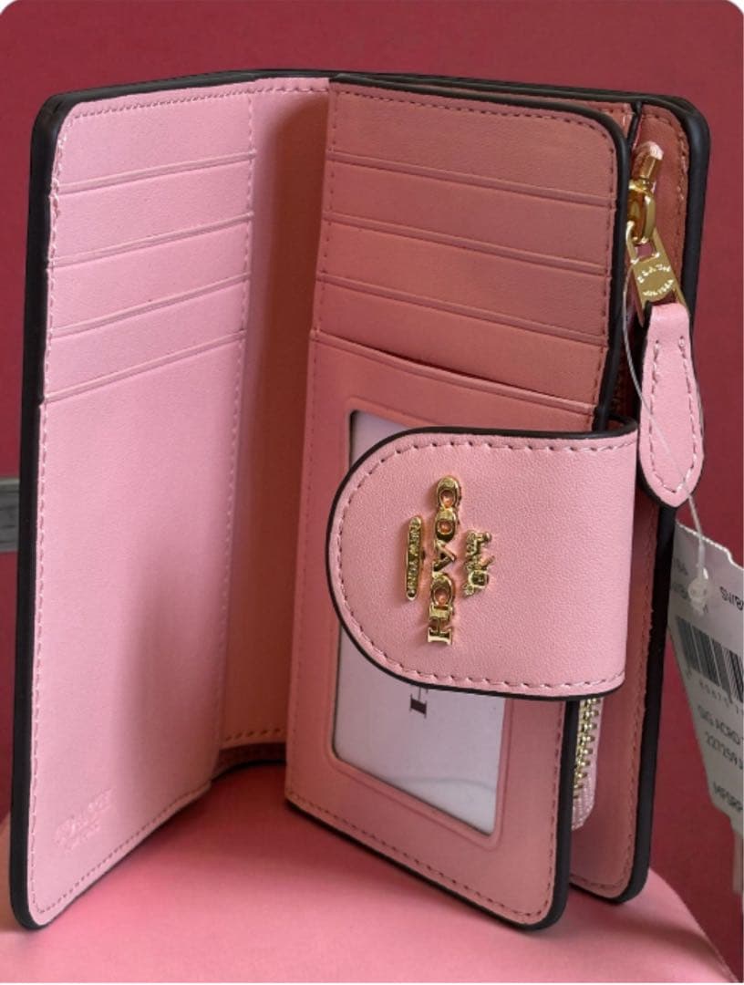《新品未使用》COACH 二つ折り財布 ブラウン/ピンク【新品】