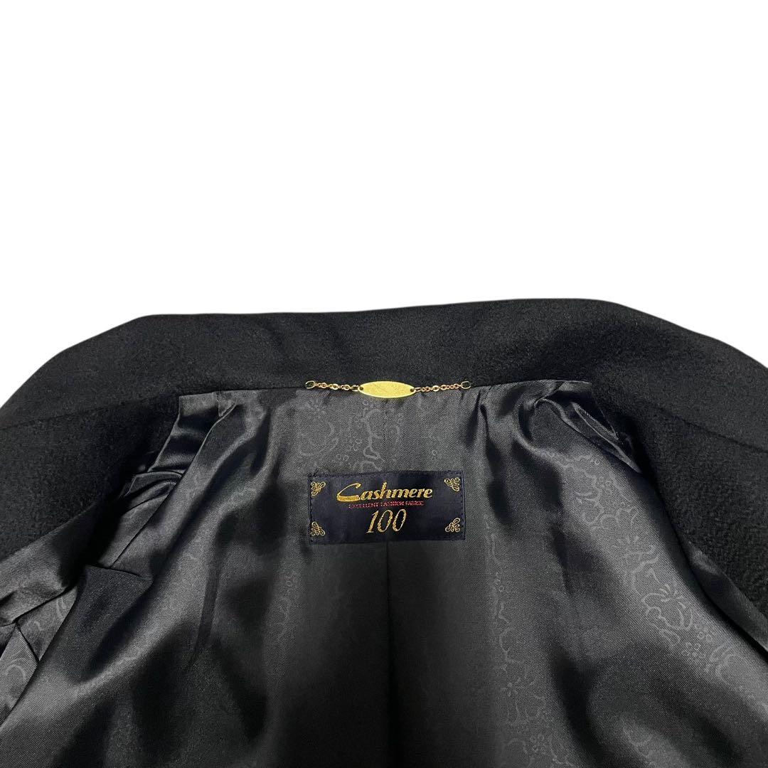 【カシミヤ100%×極美品】マキシ丈ロングチェスターコート 日本製 ブラック L