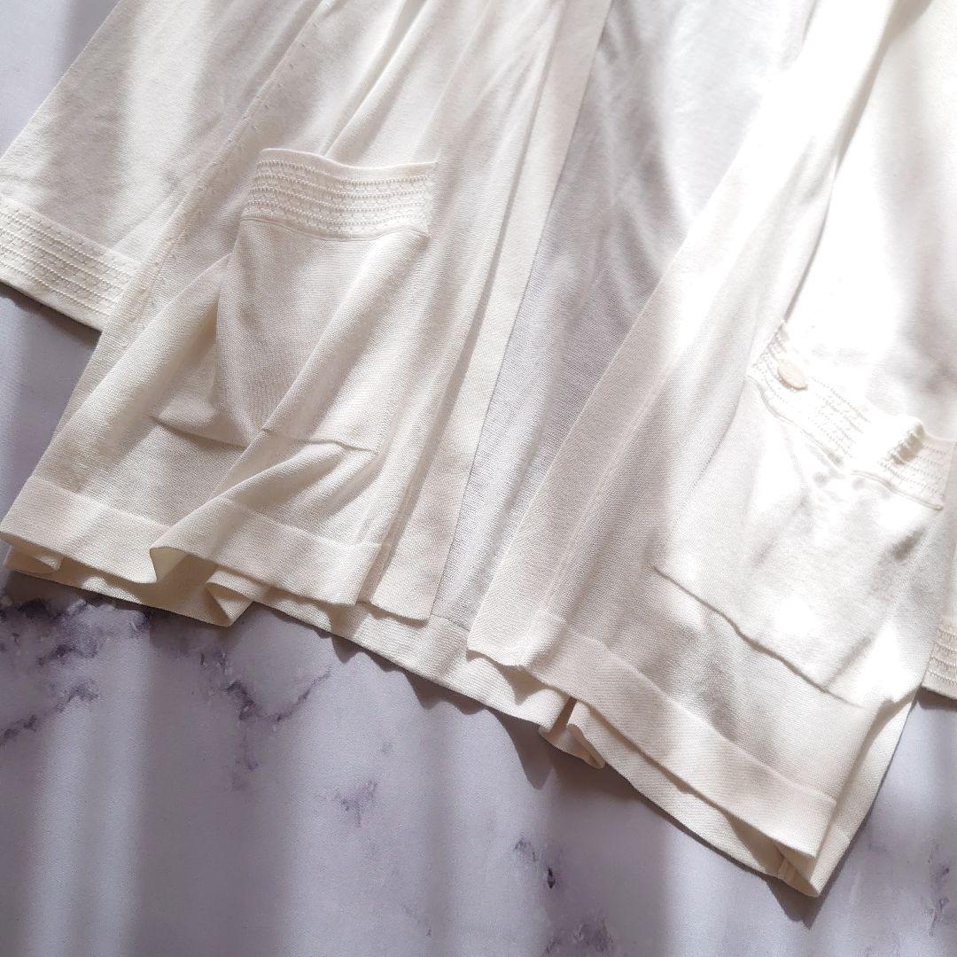 フォクシー Airy Long ロングカーディガン コットン アイボリー ロゴ