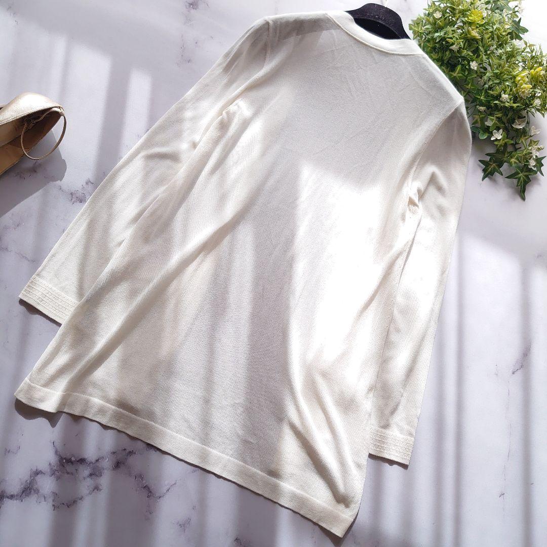 フォクシー Airy Long ロングカーディガン コットン アイボリー ロゴ
