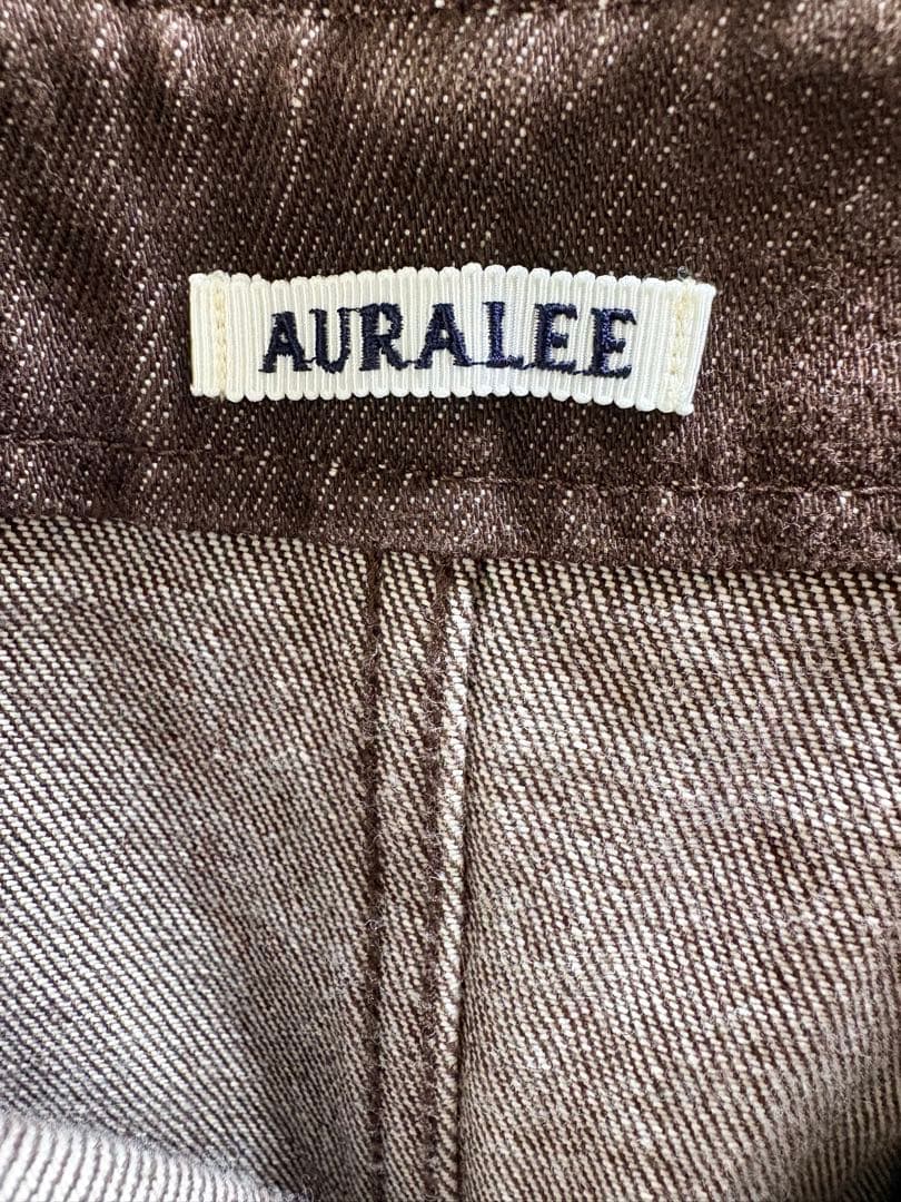 え*り様 AURALEE ブラウン デニム スリットロングスカート