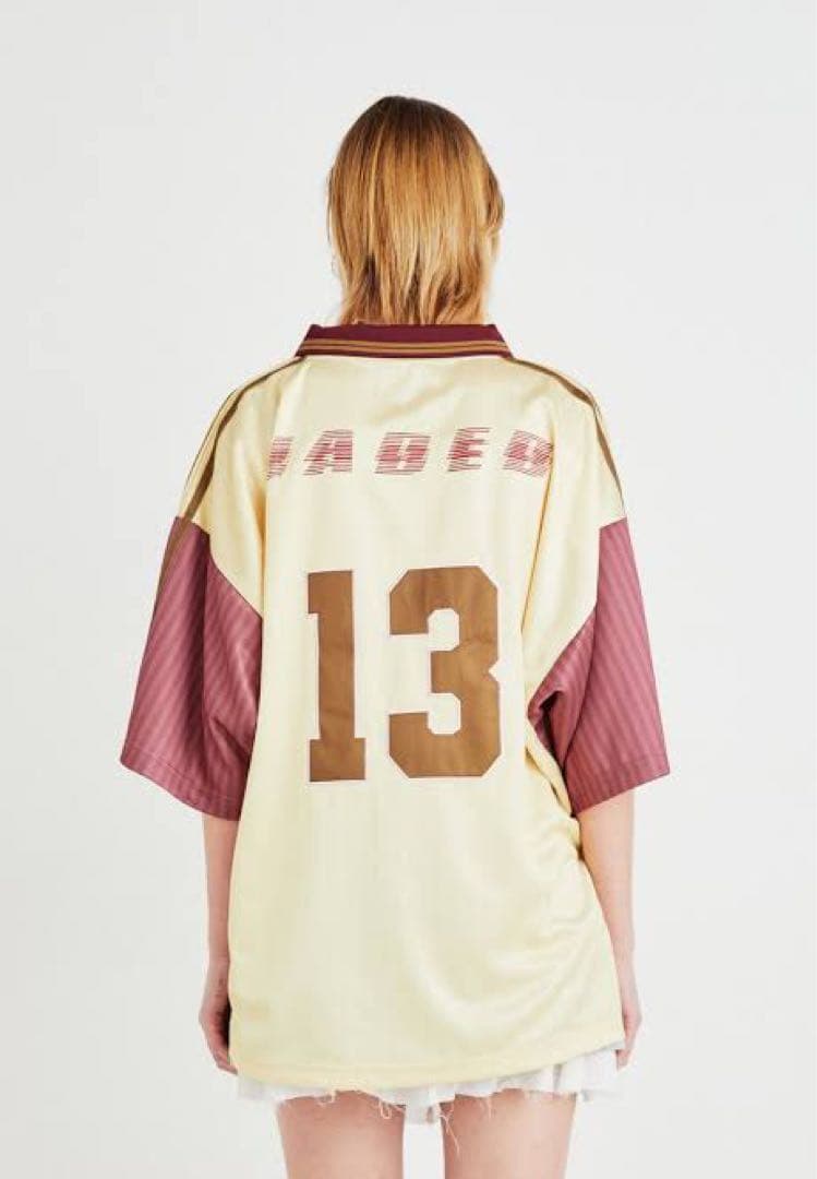 JADED-LDN オーバーサイズTシャツ イエロー/バーガンディ
