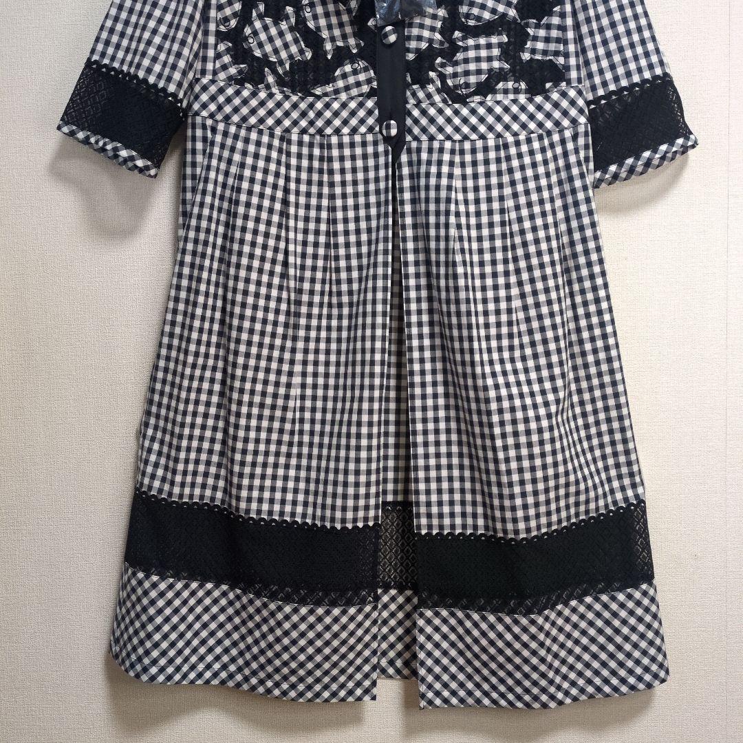 新品アルベロベロ♥️ぶたさんギンガムチェック　ロングワンピース　ぶたさんブローチ