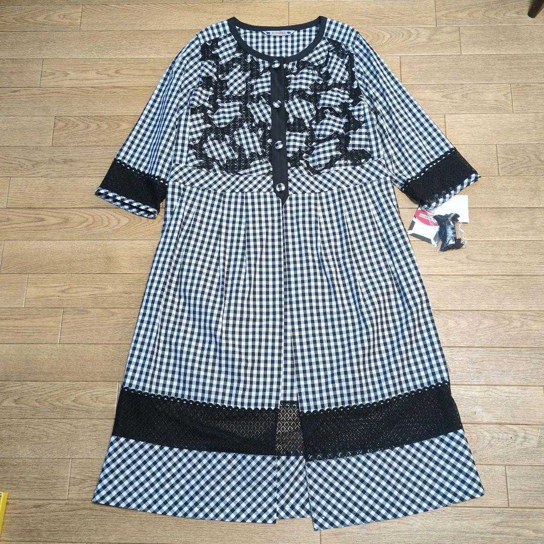 新品アルベロベロ♥️ぶたさんギンガムチェック　ロングワンピース　ぶたさんブローチ