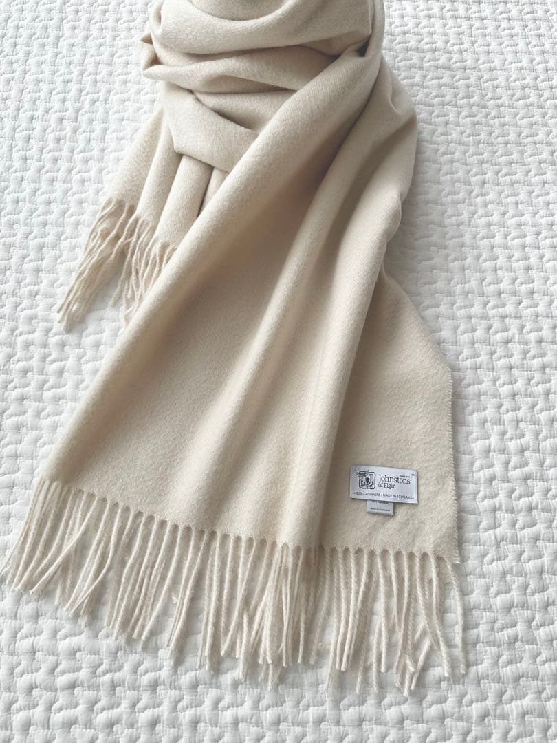Johnstons of Elgin カシミヤストール アイボリー