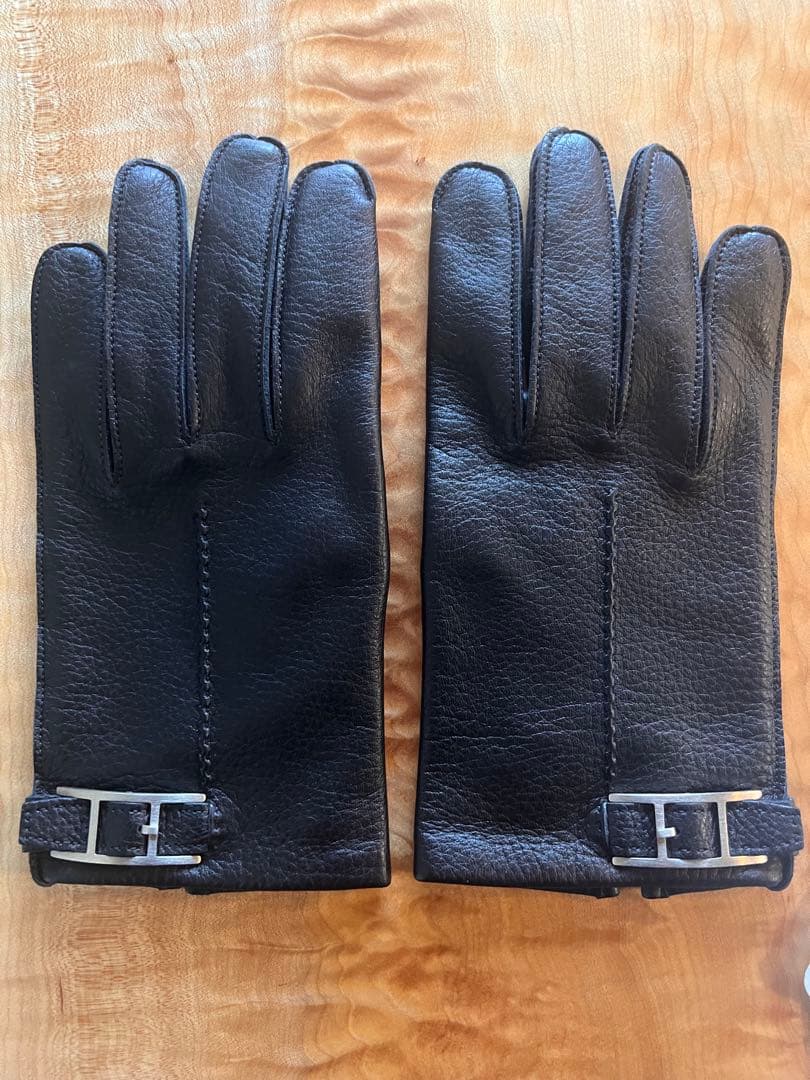 HERMES エルメス　手袋　グローブ　メンズ　ディアスキン　黒