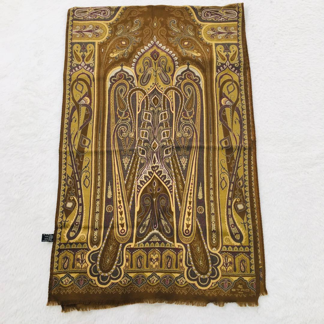 美品✨ETRO エトロ ストール ペイズリー イタリア製 シルク ウール 希少