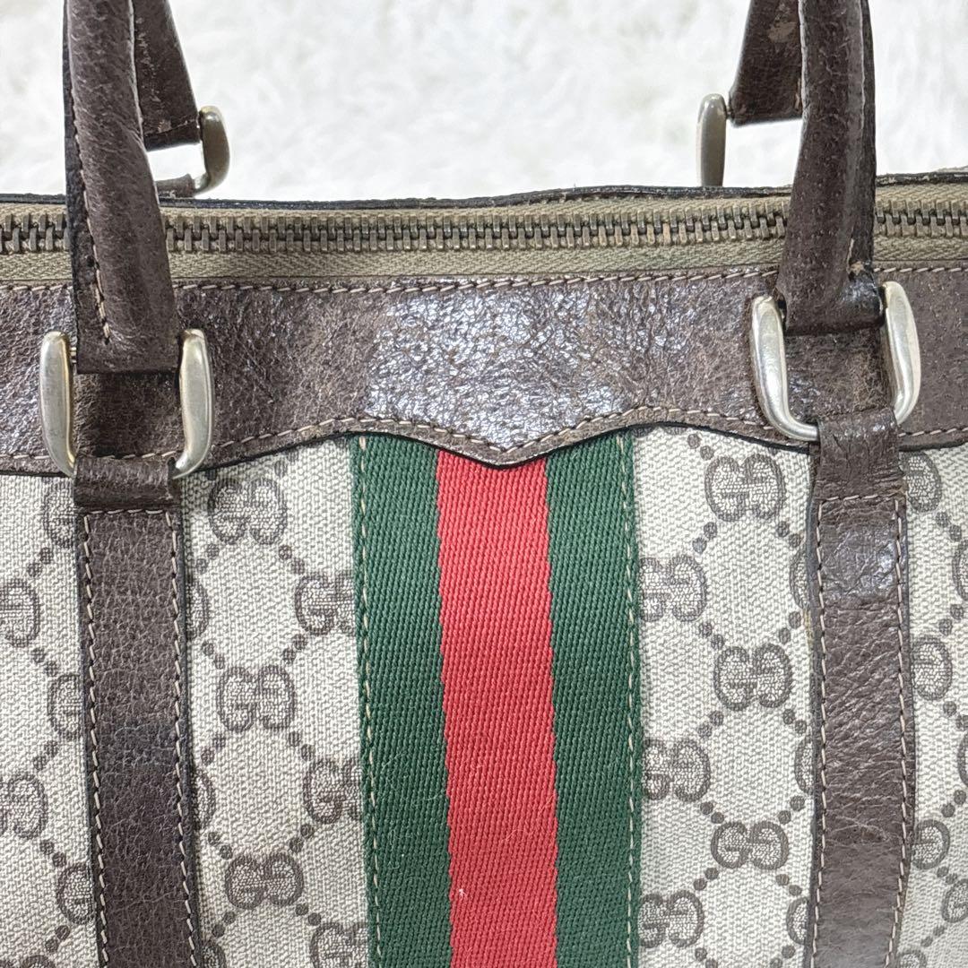 【訳あり】OLD GUCCI ミニボストン　モノグラム　シェリーライン