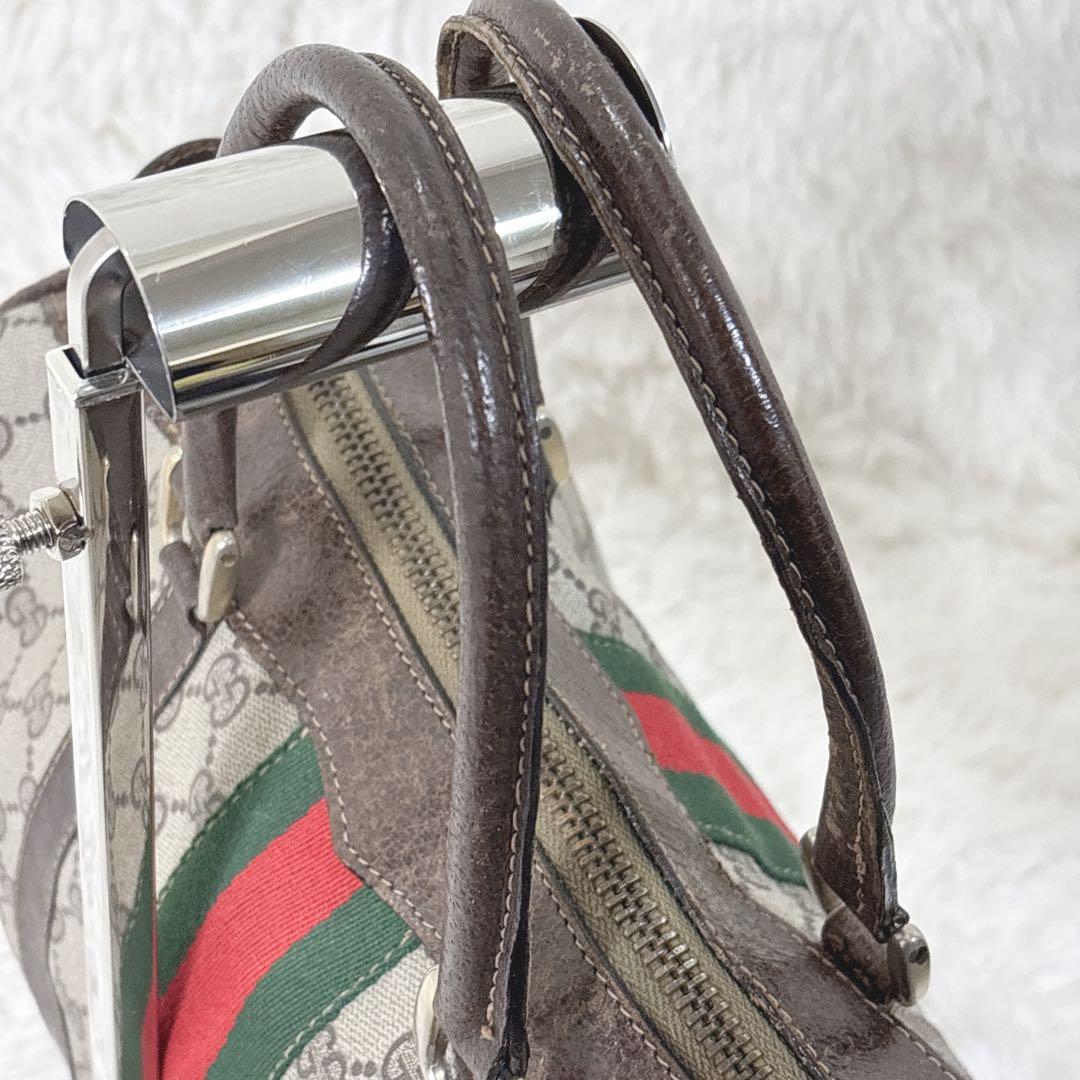 【訳あり】OLD GUCCI ミニボストン　モノグラム　シェリーライン