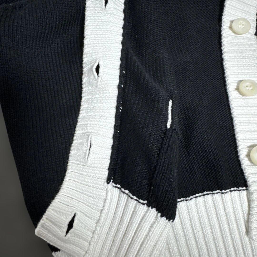 PRADA クロップド丈 半袖 カーディガン ホワイト ブラック