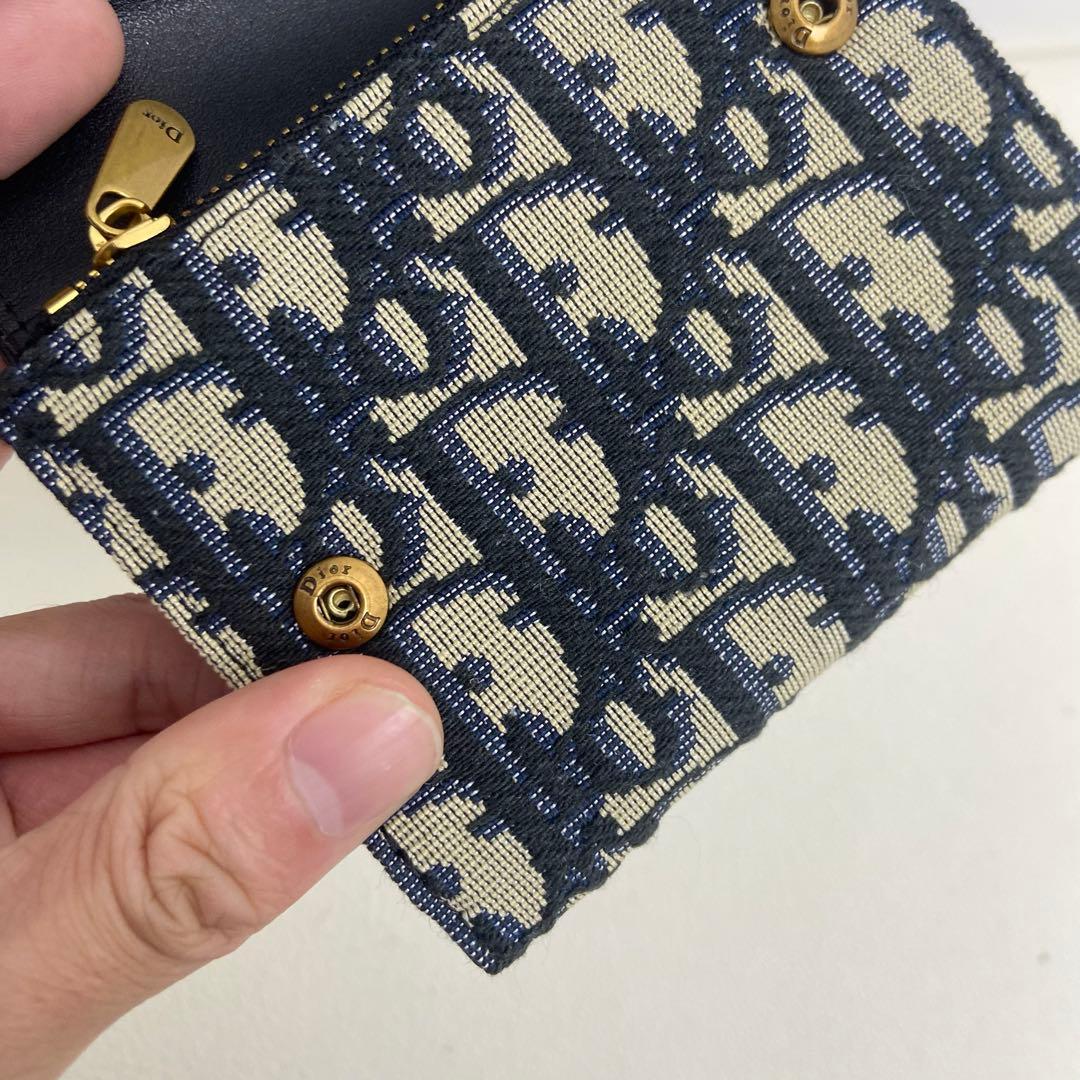 Dior ネイビー＆ベージュ モノグラム 三つ折り財布