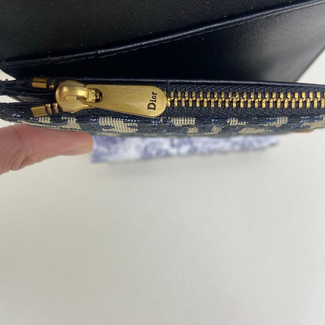 Dior ネイビー＆ベージュ モノグラム 三つ折り財布