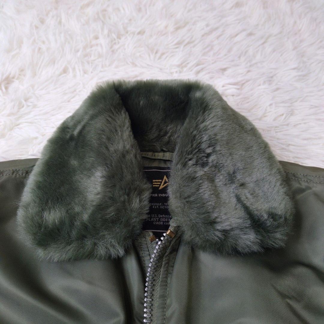 【美品】 ALPHA アルファ B-15 フライトジャケット カーキ 短丈 XS