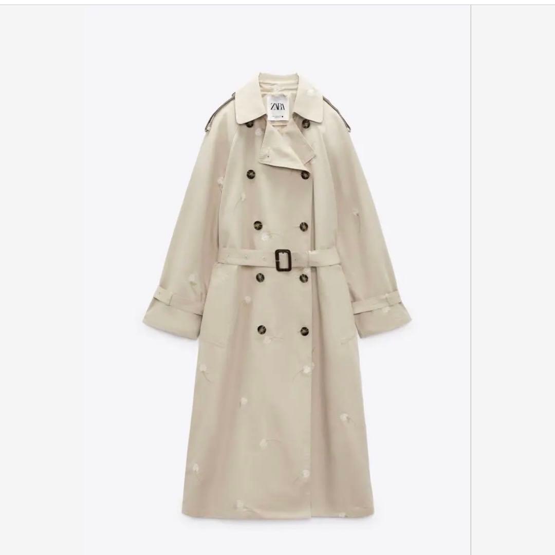 新品　未使用　値札付き　ZARA　花柄ロングトレンチコート