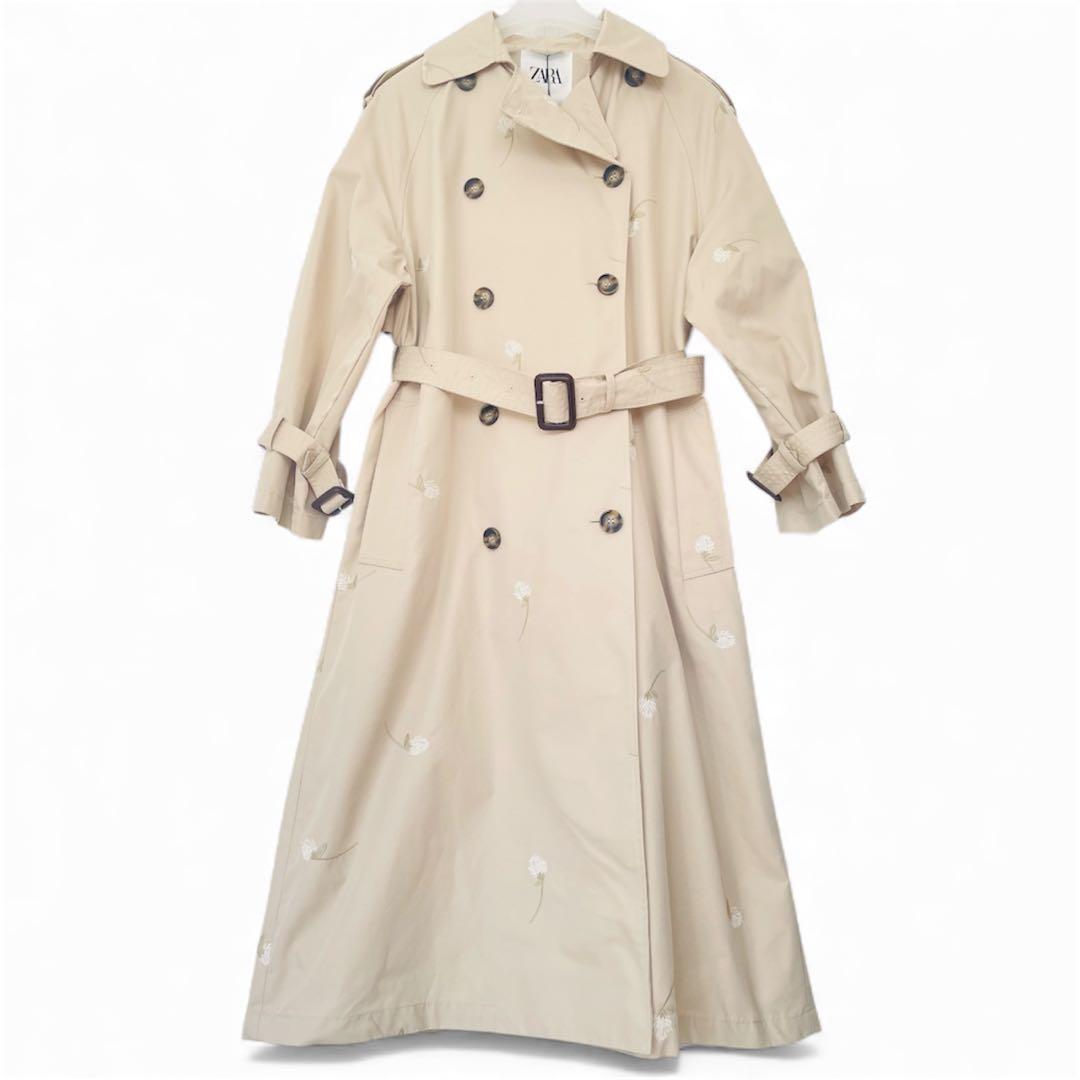 新品　未使用　値札付き　ZARA　花柄ロングトレンチコート